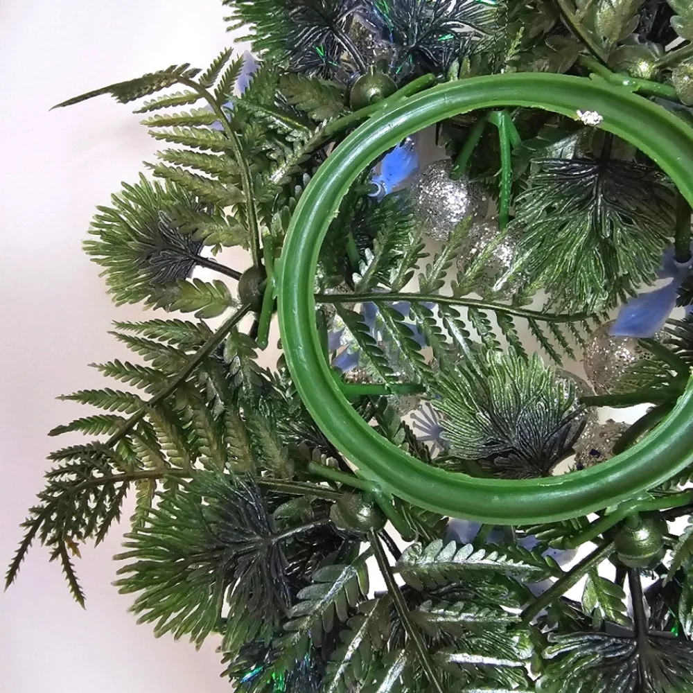 Vintage Mini Icy Blue Decorated Christmas Wreath
